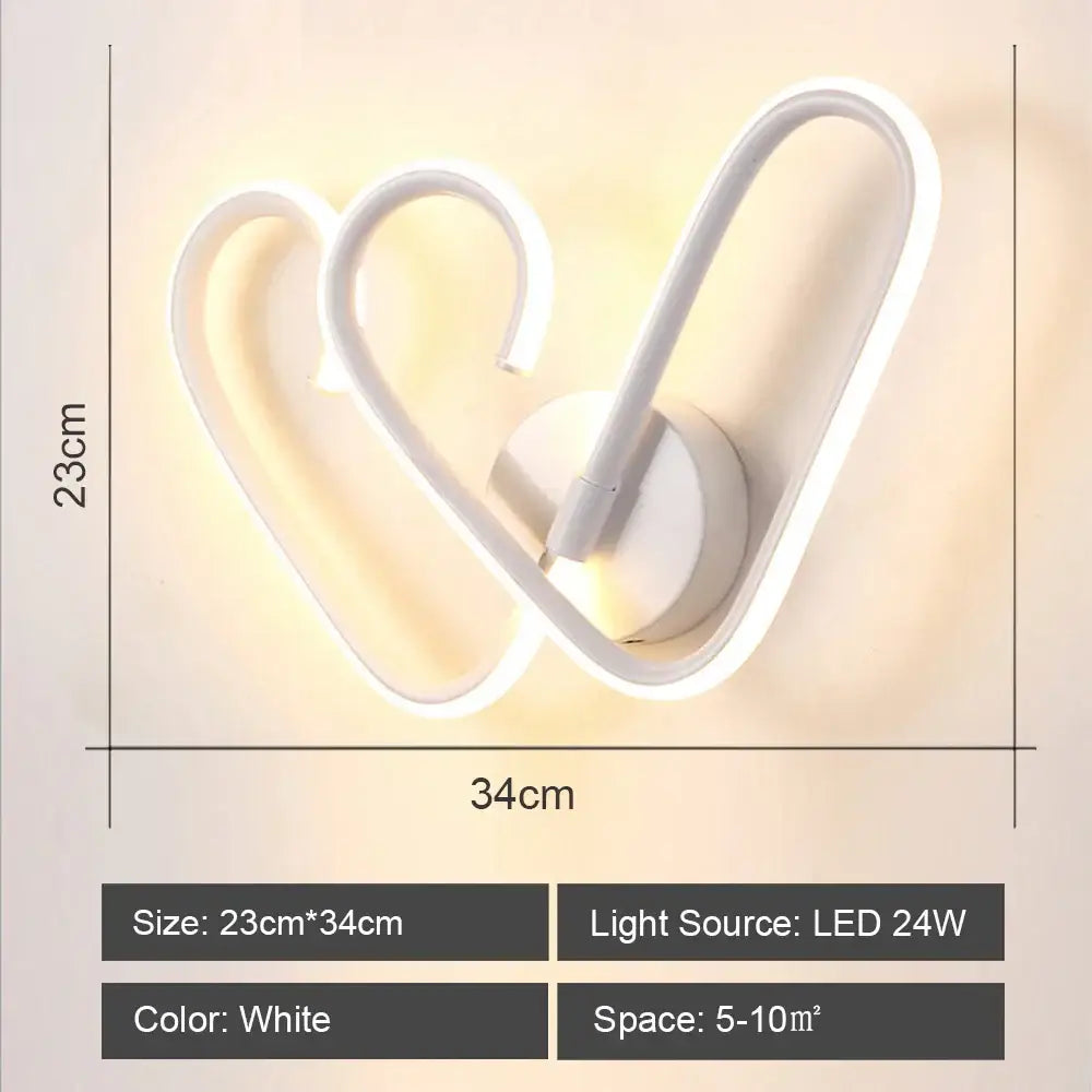 Modern white acrylic led wall sconce light with abstract double-loop design for bedroom and corridor decorbites led wall