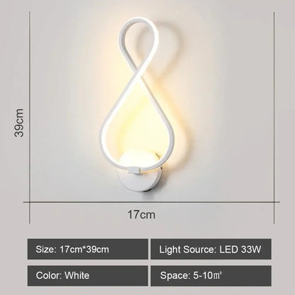 Modern white acrylic infinity-loop led wall sconce light featuring sleek decorbites led wall design for bedroom corridor