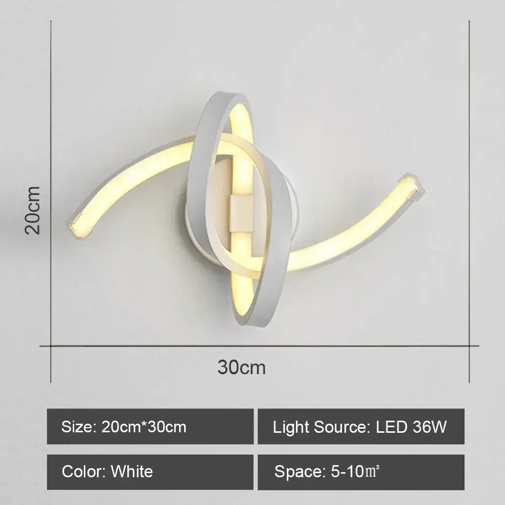 Modern white acrylic led wall sconce light with intertwined ring design for bedroom corridor decorbites led wall sconce