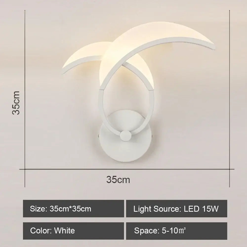 Modern white acrylic led wall sconce light with curved crescent design for bedroom and corridor decorbites led wall