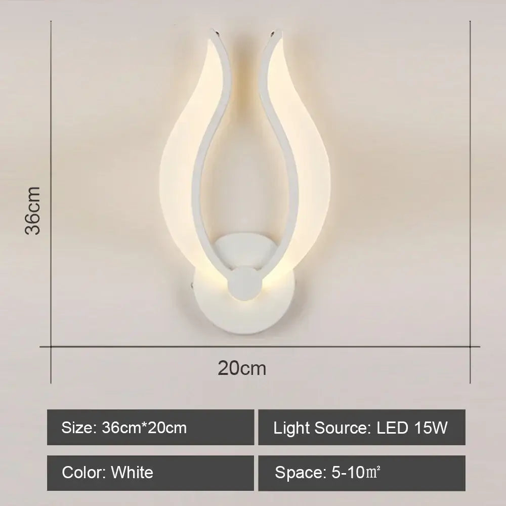 Modern white acrylic led wall sconce light with a flame-like design for bedroom and corridor decorbites led wall use
