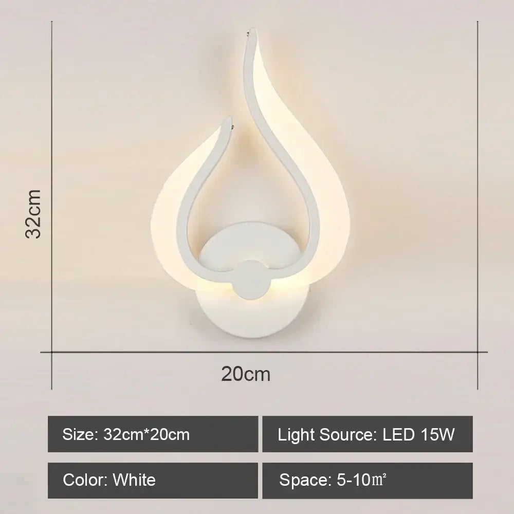 Modern white acrylic decorbites led wall flame-shaped led wall sconce light for bedroom corridor decor