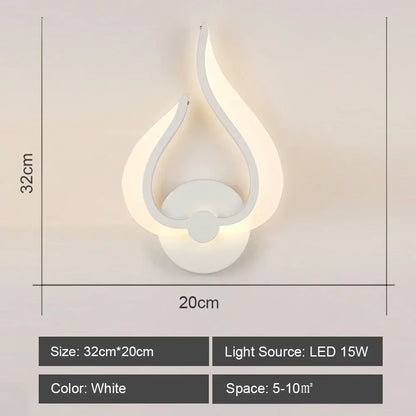 Modern white acrylic decorbites led wall flame-shaped led wall sconce light for bedroom corridor decor