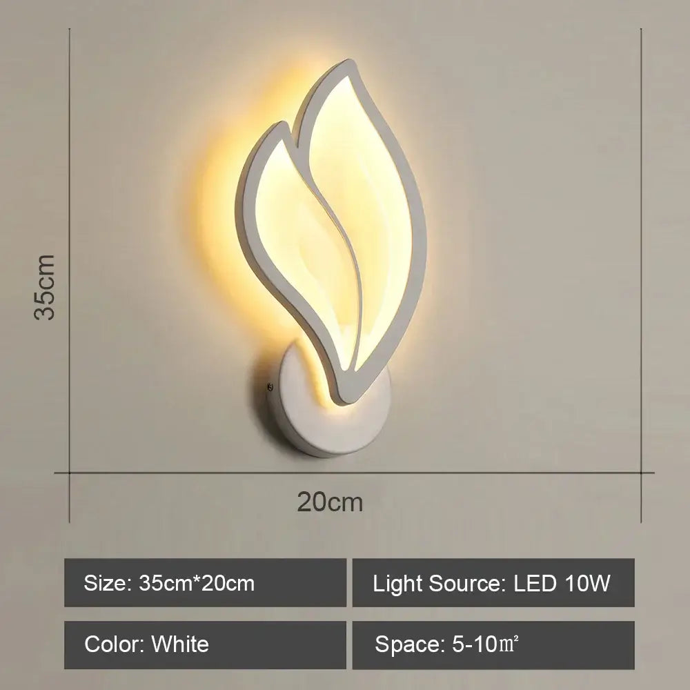 Modern white acrylic led wall sconce light shaped like a stylized leaf for bedroom corridor decorbites led wall use