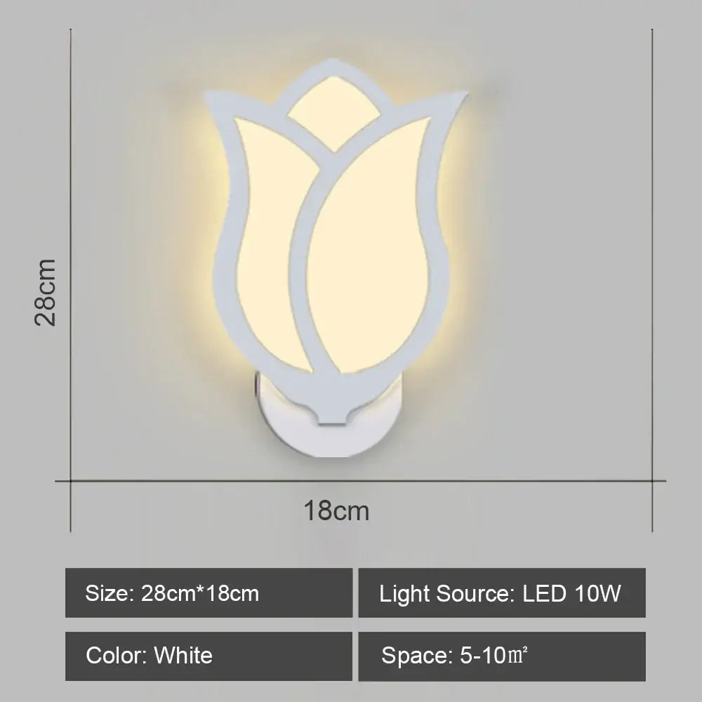 Modern white acrylic led wall sconce light shaped like a white tulip for bedroom corridor decorbites led wall sconce