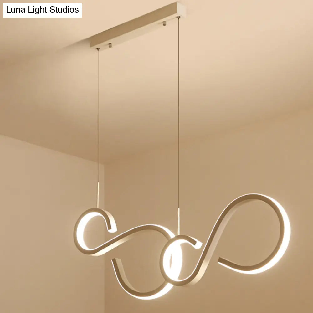 Modern White Acrylic Pendant Lighting - Twisted Design, LED, 31.5"/43" Wide - Ideal for Living Rooms