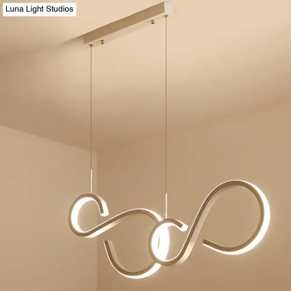 Modern White Acrylic Pendant Lighting - Twisted Design, LED, 31.5"/43" Wide - Ideal for Living Rooms