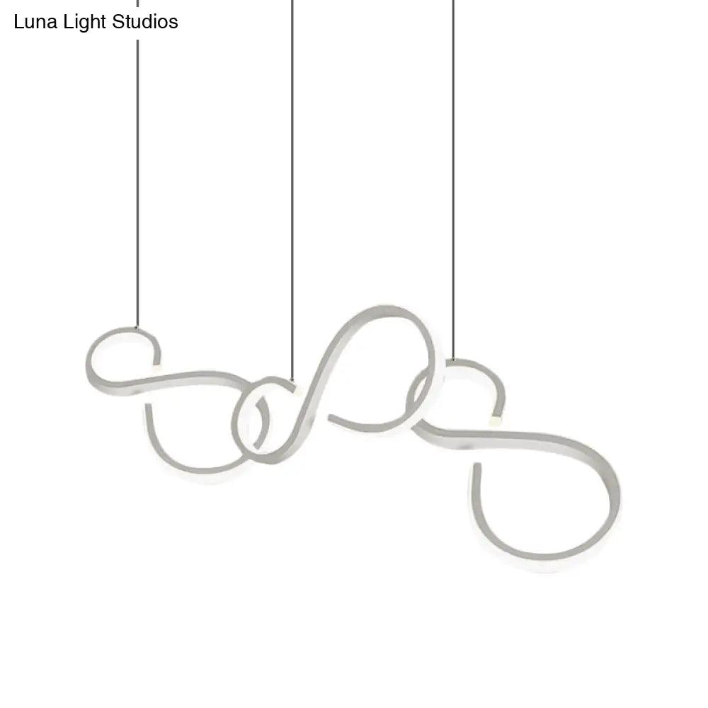 Modern White Acrylic Pendant Lighting - Twisted Design, LED, 31.5"/43" Wide - Ideal for Living Rooms