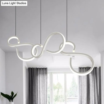 Modern White Acrylic Pendant Lighting - Twisted Design, LED, 31.5"/43" Wide - Ideal for Living Rooms