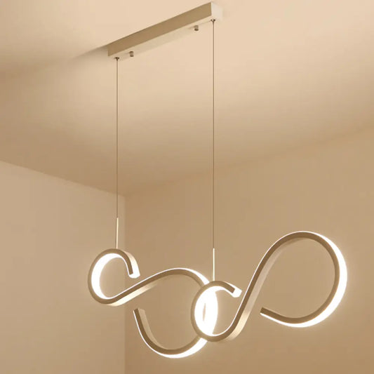 Modern White Acrylic Pendant Lighting - Twisted Design, LED, 31.5"/43" Wide - Ideal for Living Rooms