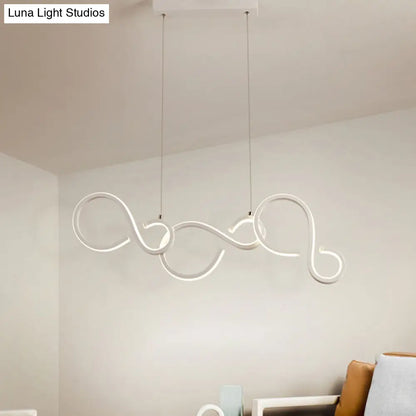 Modern White Acrylic Pendant Lighting - Twisted Design, LED, 31.5"/43" Wide - Ideal for Living Rooms