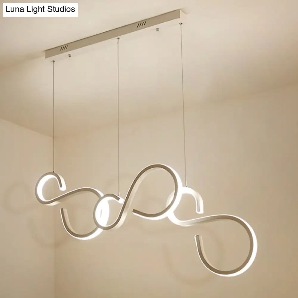 Modern White Acrylic Pendant Lighting - Twisted Design, LED, 31.5"/43" Wide - Ideal for Living Rooms