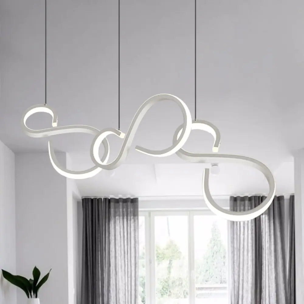 Modern White Acrylic Pendant Lighting - Twisted Design, LED, 31.5"/43" Wide - Ideal for Living Rooms