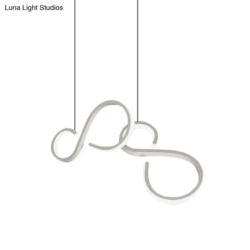 Modern White Acrylic Pendant Lighting - Twisted Design, LED, 31.5"/43" Wide - Ideal for Living Rooms