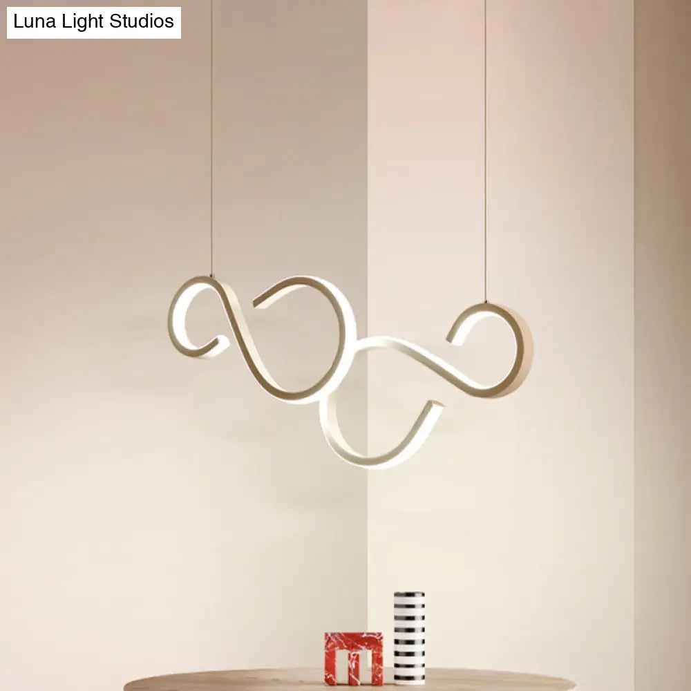 Modern White Acrylic Pendant Lighting - Twisted Design, LED, 31.5"/43" Wide - Ideal for Living Rooms