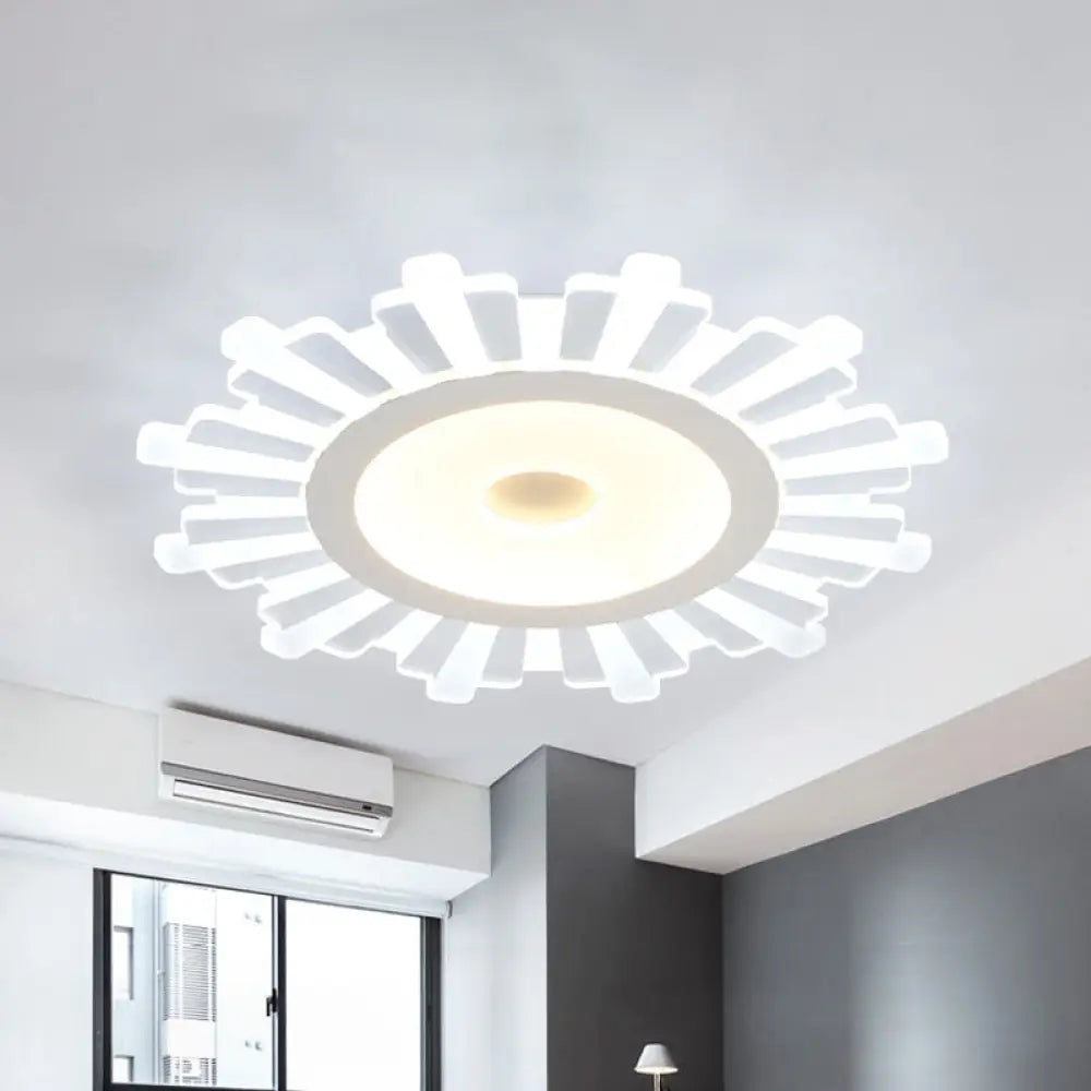 DecorBites™ DecorBites™ Modern White Acrylic Sun Shape Flush Light - Office Ceiling Mount
