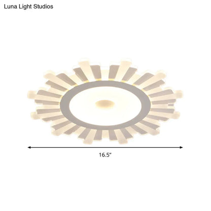 DecorBites™ DecorBites™ Modern White Acrylic Sun Shape Flush Light - Office Ceiling Mount