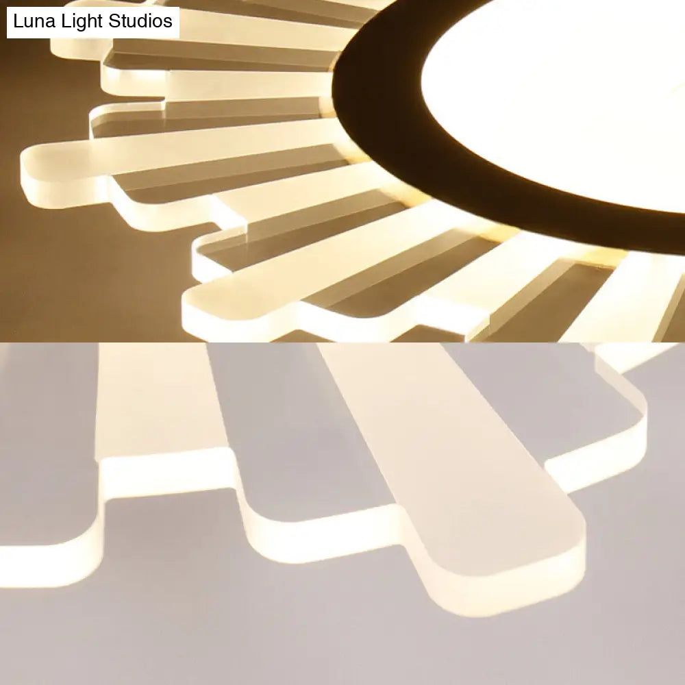 DecorBites™ DecorBites™ Modern White Acrylic Sun Shape Flush Light - Office Ceiling Mount