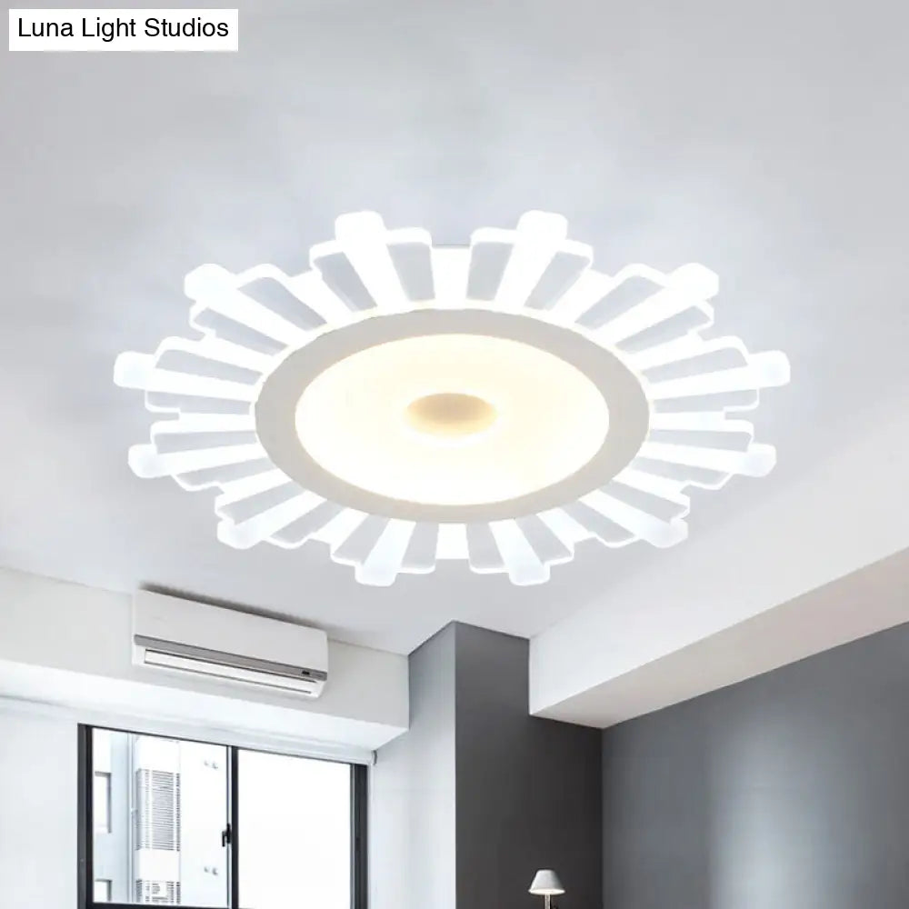 DecorBites™ DecorBites™ Modern White Acrylic Sun Shape Flush Light - Office Ceiling Mount
