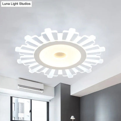 DecorBites™ DecorBites™ Modern White Acrylic Sun Shape Flush Light - Office Ceiling Mount
