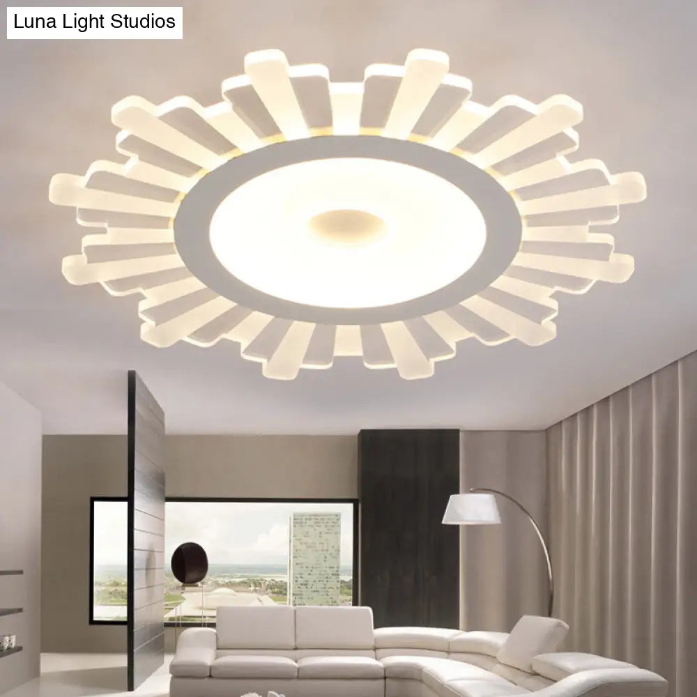 DecorBites™ DecorBites™ Modern White Acrylic Sun Shape Flush Light - Office Ceiling Mount