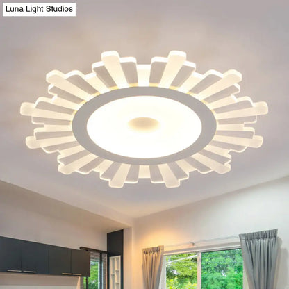 DecorBites™ DecorBites™ Modern White Acrylic Sun Shape Flush Light - Office Ceiling Mount