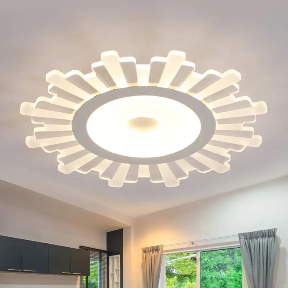 DecorBites™ DecorBites™ Modern White Acrylic Sun Shape Flush Light - Office Ceiling Mount