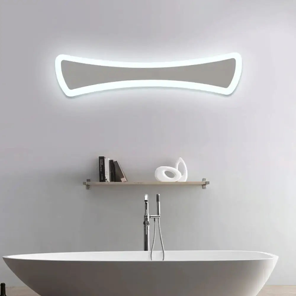 Modern white acrylic wall sconce lighting led mirror lamp with curved frame and integrated lighting above bathtub 220v-240v 110v-120v