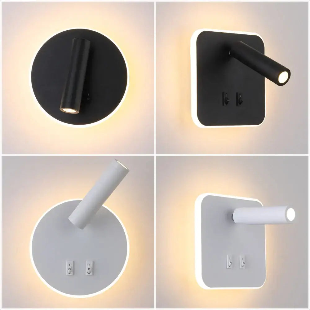 Modern black and white wall-mounted decorbites adjustable 10w wall reading lights with sleek cylindrical fixtures for bedroom use