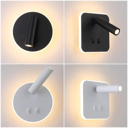 Modern black and white wall-mounted decorbites adjustable 10w wall reading lights with sleek cylindrical fixtures for bedroom use