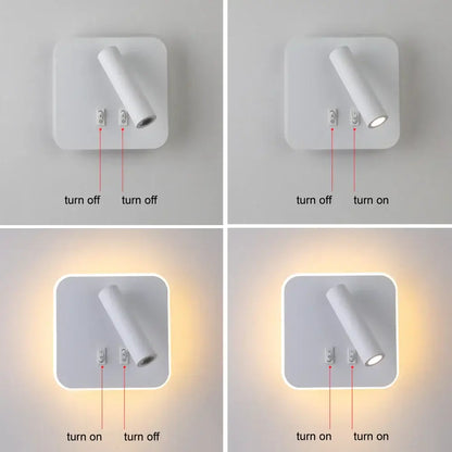 Modern white adjustable 10w wall light sconce with cylindrical lamp head and two toggle switches for bedroom reading decorbites adjustable 10w