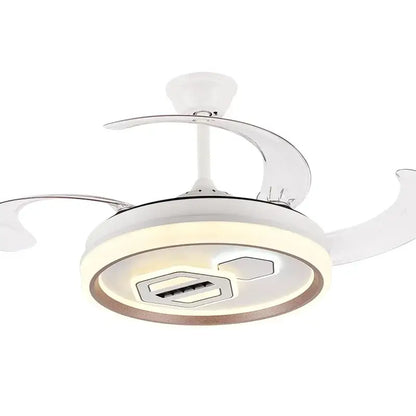 Modern white decorbites adjustable blade ceiling fan with chrome finish led light and usb port for living room decor