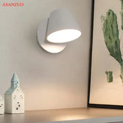 Modern white wall lamps with adjustable angled led shade for bedroom and living room lighting
