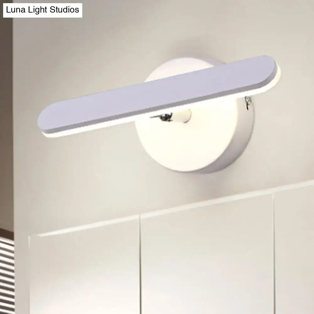 Modern white adjustable led wall sconce with simple style metal design and smooth rounded edges for bedroom use