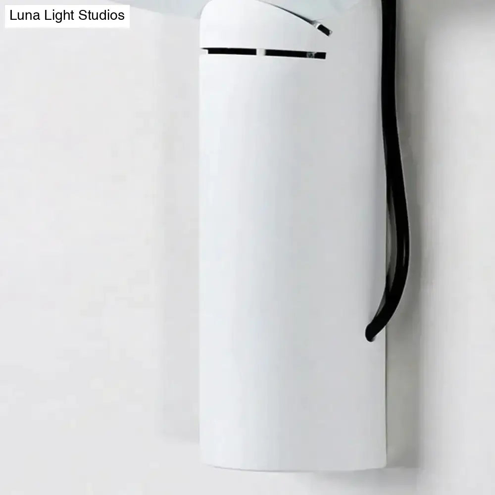 Modern white adjustable wall sconce bedroom reading lamp with sleek cylindrical design and black lid and handle accents