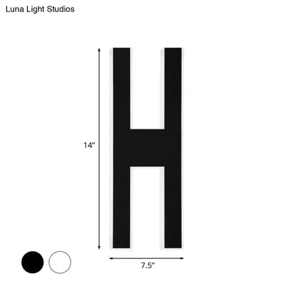 Black uppercase letter h wall lamp decor 14 inches tall 7.5 inches wide modern 110v-120v bedroom led sconce