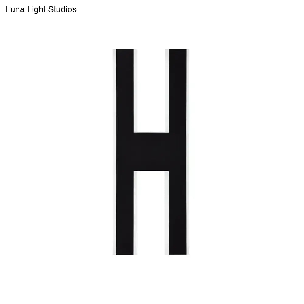 Modern white alphabet wall lamp black uppercase letter h wall decor led sconce 110v-120v for bedroom lighting