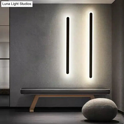 Two sleek black acrylic bar wall lamps with modern minimalist design emit warm light for corridor use 110v-120v 220v-240v