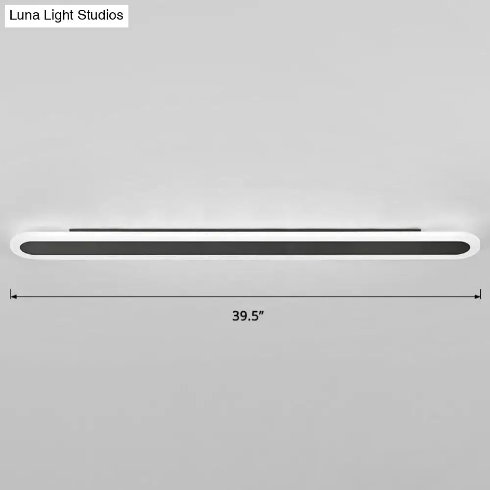 Modern white and black acrylic bar wall lamp with sleek oval frame and black panel for 110v-120v 220v-240v corridors