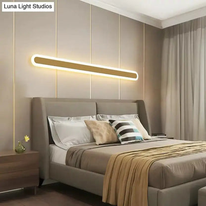 Modern white and black acrylic bar wall lamp with gold-accented led oval sconce warm light 110v-120v 220v-240v