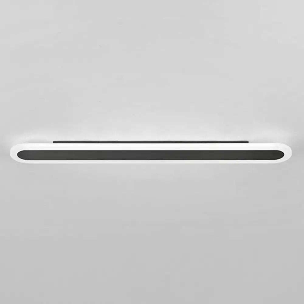 Modern white and black acrylic bar wall lamp with a sleek oval frame and slim central panel for 110v-120v 220v-240v use