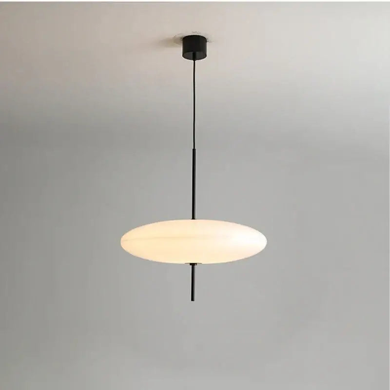 Minimalist black acrylic pendant light with a sleek oval frosted glass shade for modern kitchen decorbites decor
