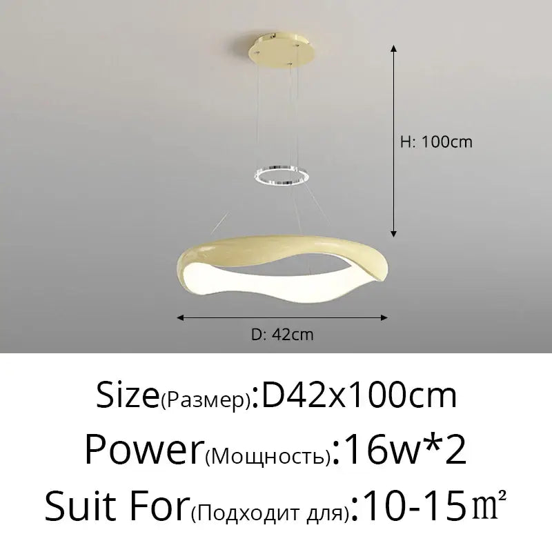 Modern pendant lamp with cream LED light, sleek curved design, and black chrome ring accent for dining room decorbites black chrome
