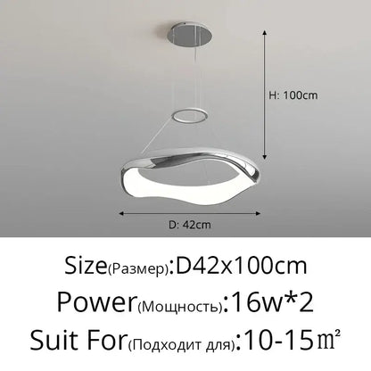 Modern white and black chrome pendant lamp with sleek curved design and integrated led lighting for dining room decorbites black chrome