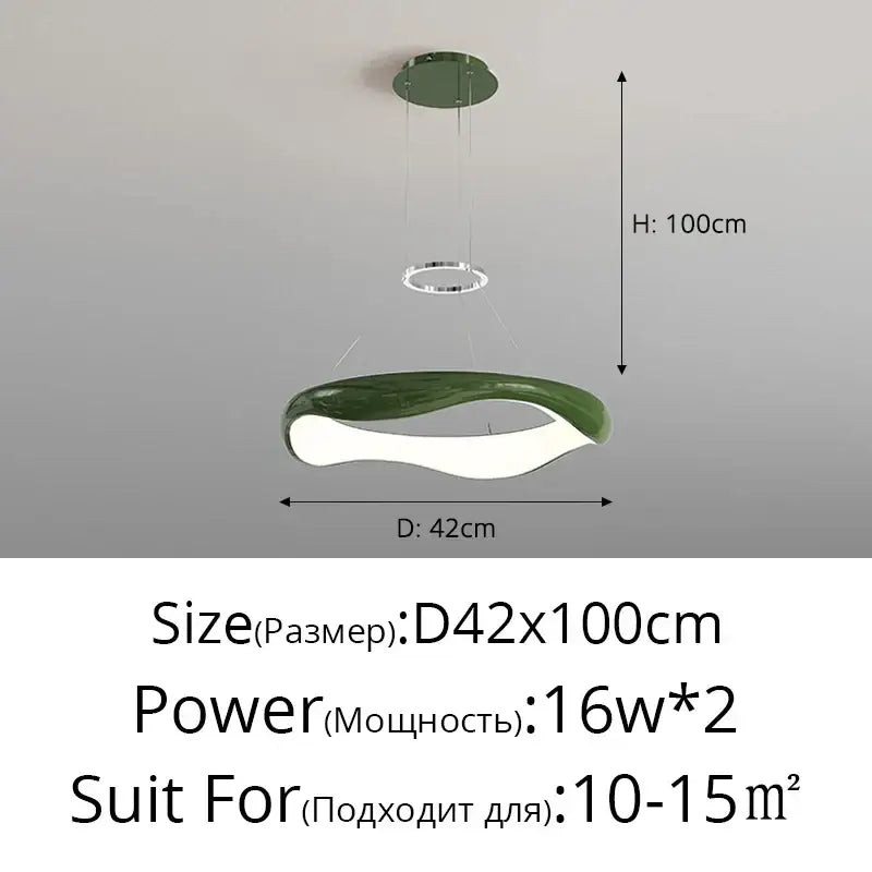 Modern pendant lamp with green and white sleek curved design featuring black chrome accents for dining room decorbites black chrome