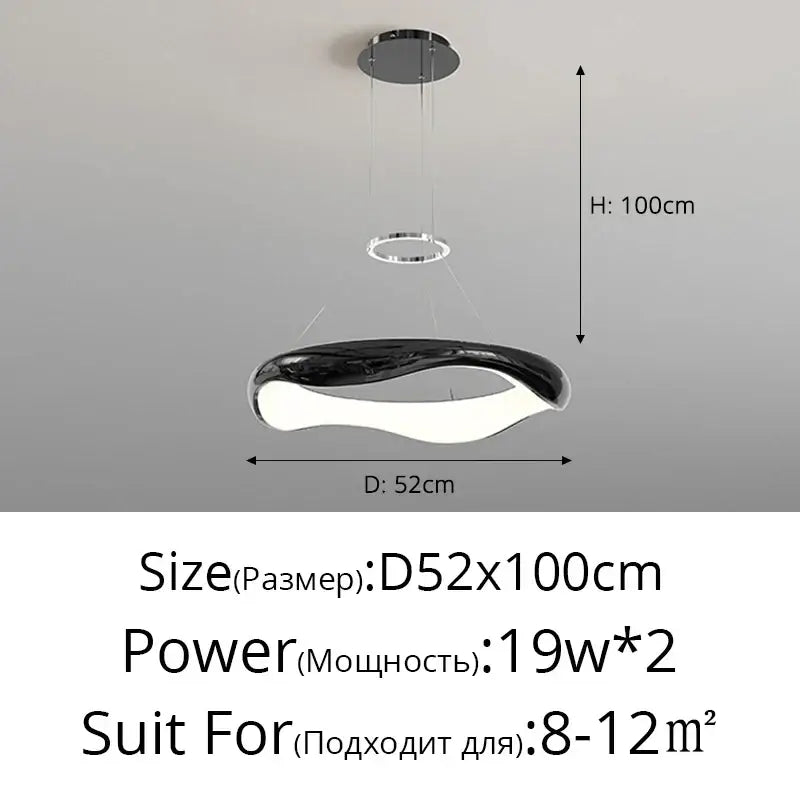 Modern white and black chrome pendant lamp with sleek curved black chrome led design for dining room decorbites black chrome