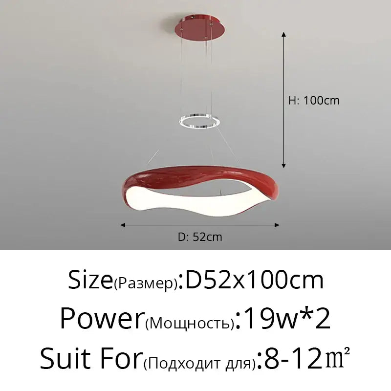 Modern red and white pendant lamp with sleek curved design featuring black chrome accents for dining room decorbites black chrome