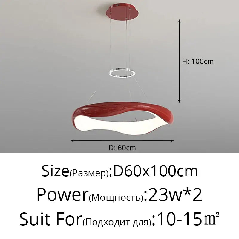 Modern white and black chrome pendant lamp with red and white curved design for dining room decorbites black chrome