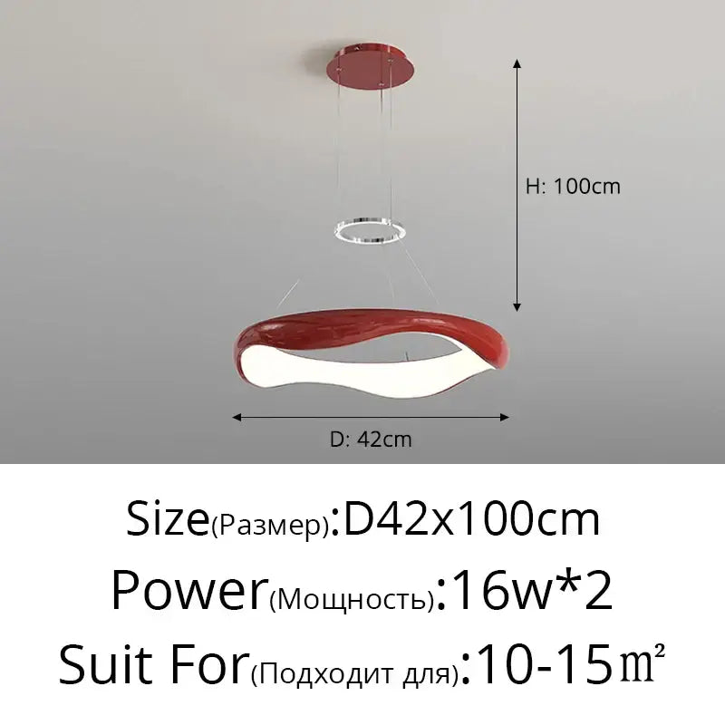Modern pendant lamp in red white with black chrome details and sleek curved design for dining room decorbites black chrome