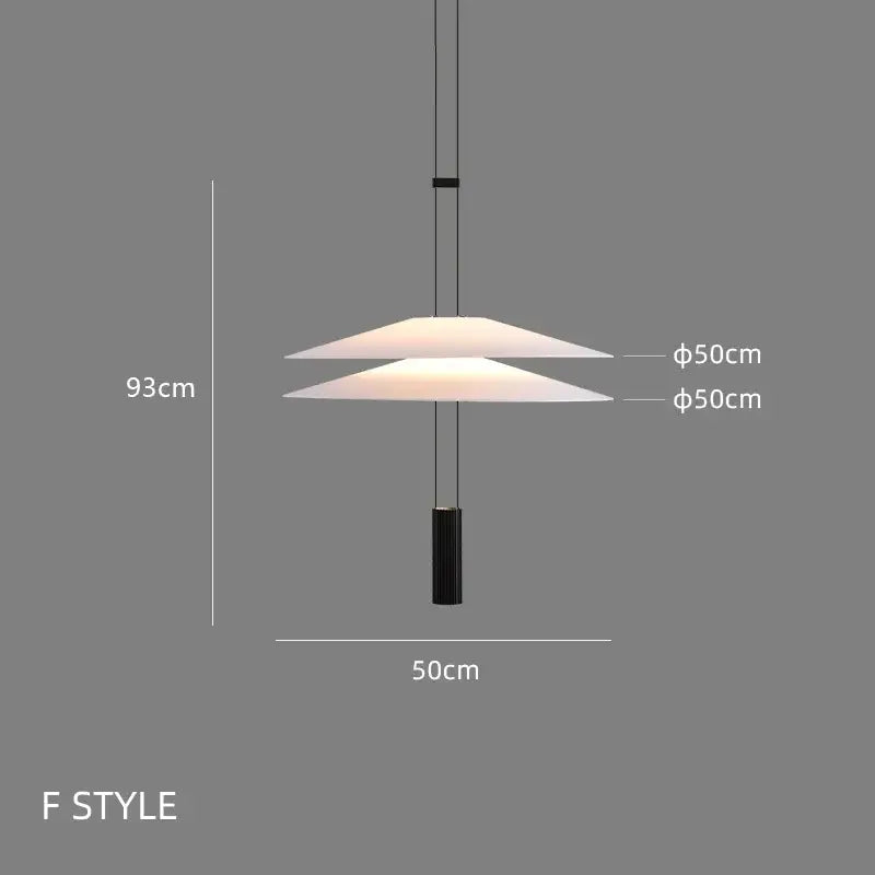 Modern white and black circular pendant light with two overlapping translucent disc shades for dining room decorbites circular pendant